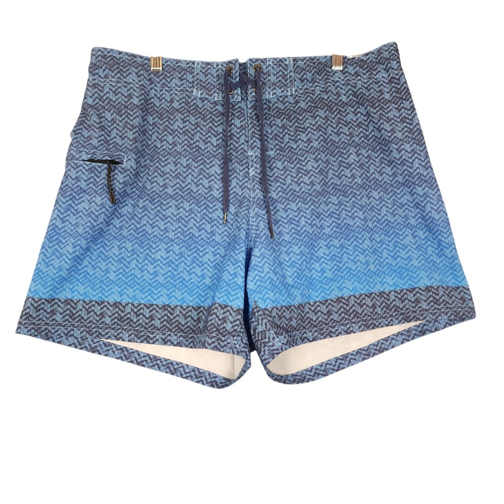JUST BONES BOARDWEAR Mens Swim Trunks Shorts Blue Chevron Print Size‎ 38 M